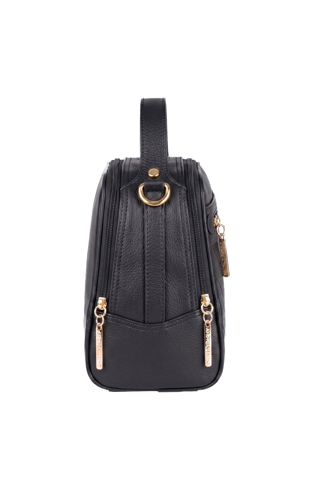 Bolsa baú pequena de couro liso Lara