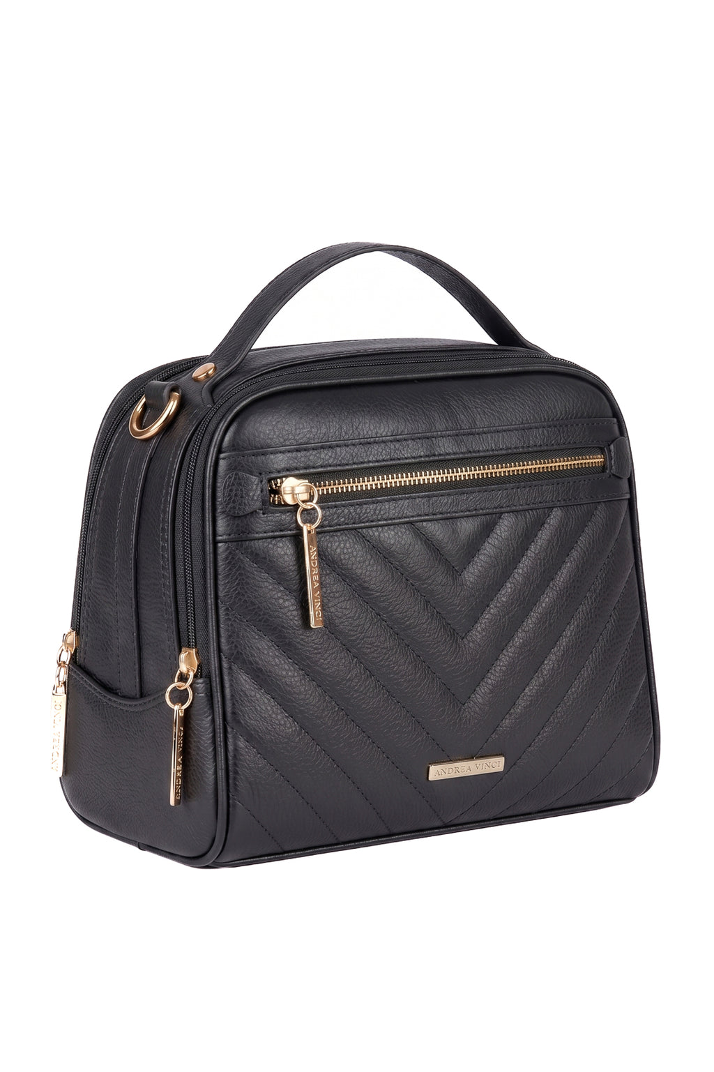 Bolsa baú pequena de couro liso Lara