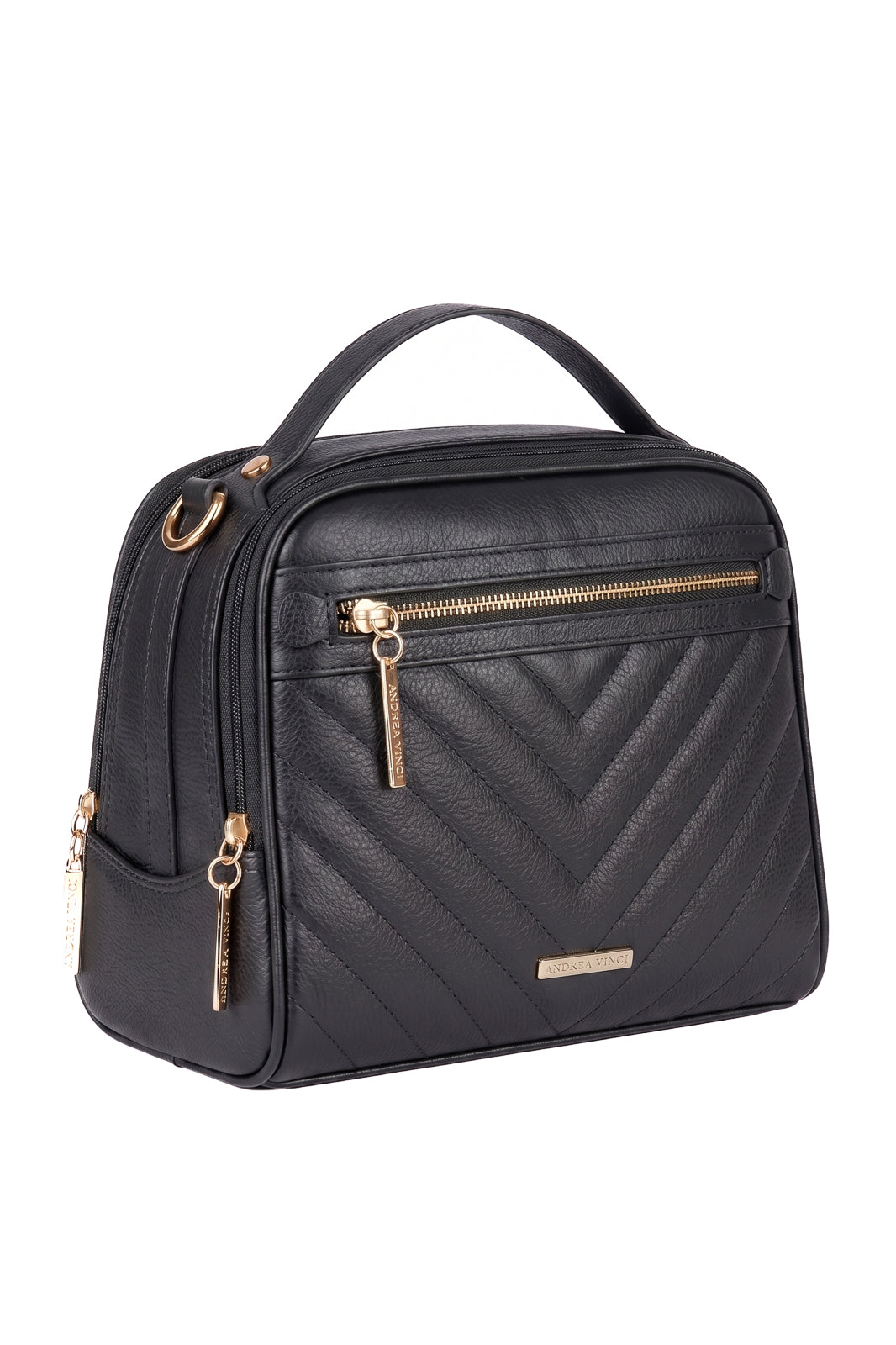 Bolsa baú pequena de couro liso Lara