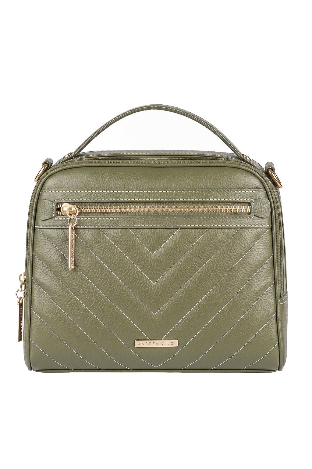 Bolsa baú pequena de couro liso Lara