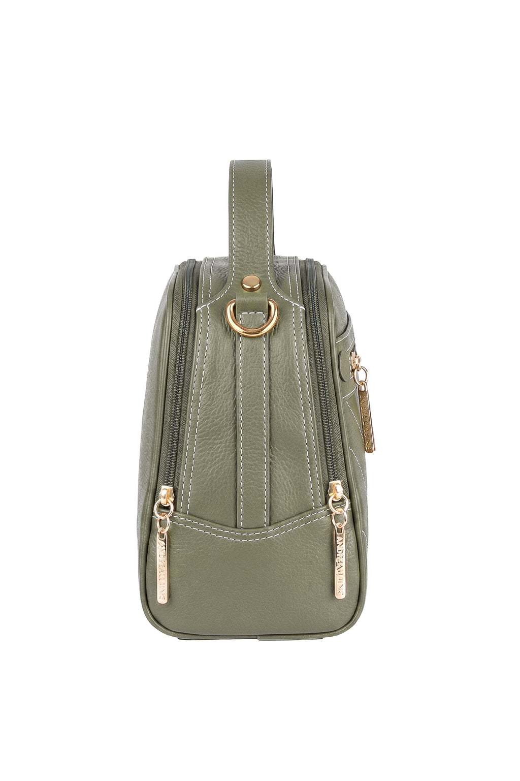 Bolsa baú pequena de couro liso Lara