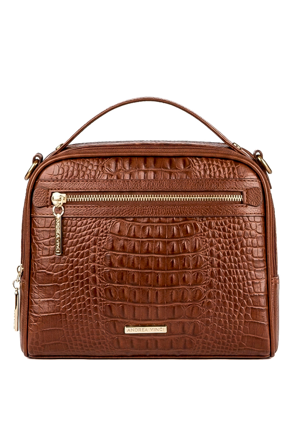 Bolsa baú pequena de couro croco Lara