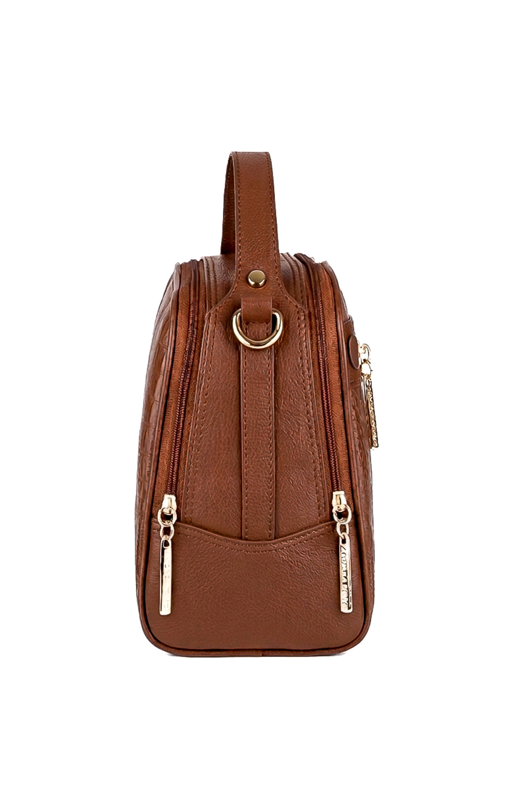 Bolsa baú pequena de couro croco Lara