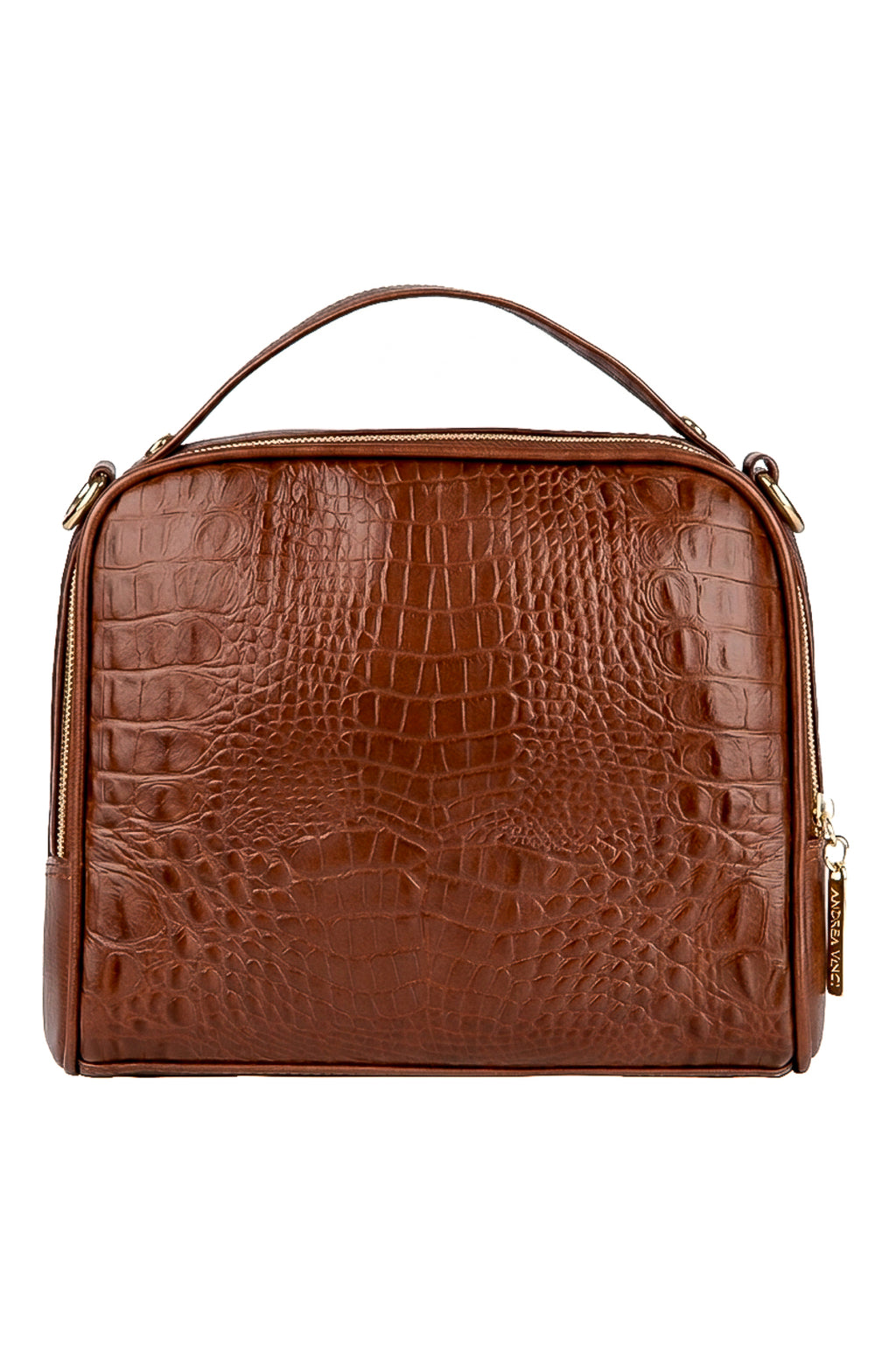 Bolsa baú pequena de couro croco Lara