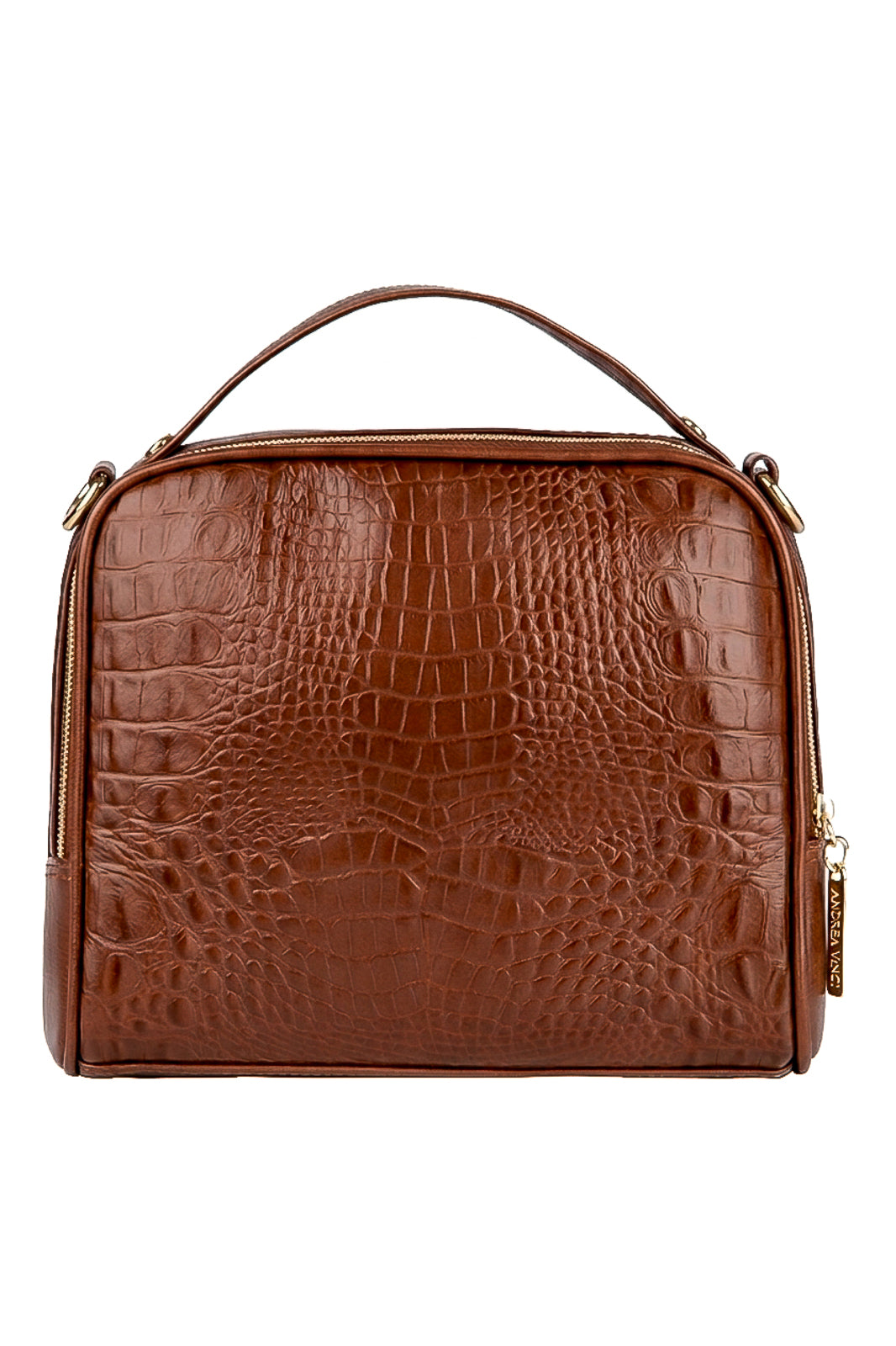 Bolsa baú pequena de couro croco Lara