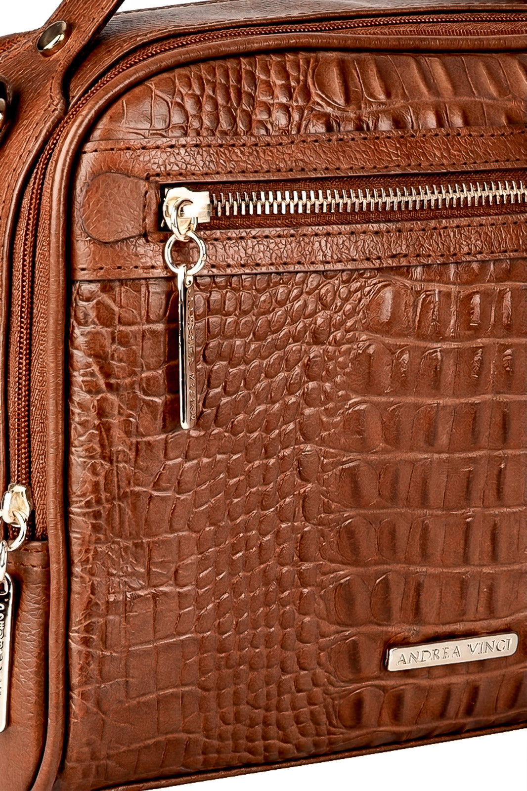 Bolsa baú pequena de couro croco Lara