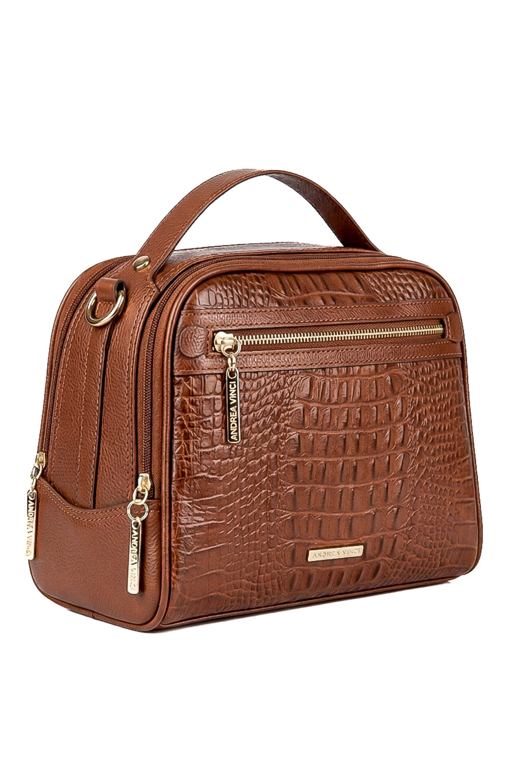 Bolsa baú pequena de couro croco Lara