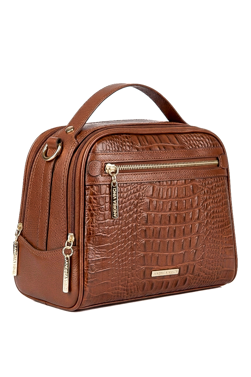 Bolsa baú pequena de couro croco Lara