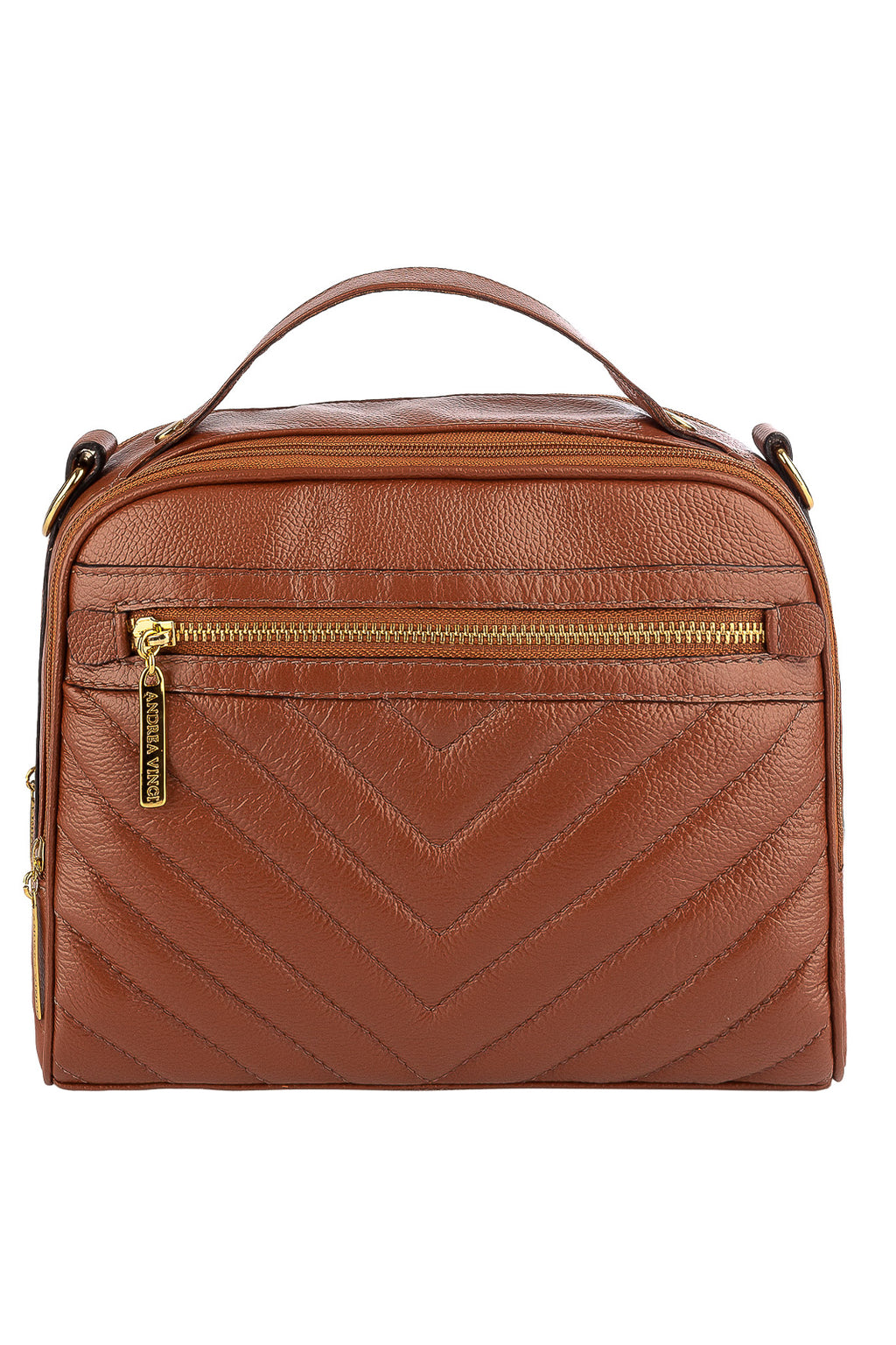 Bolsa baú pequena de couro liso Lara