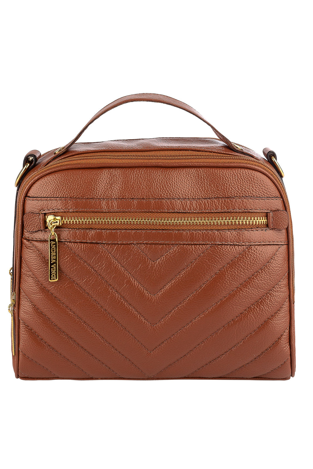 Bolsa baú pequena de couro liso Lara