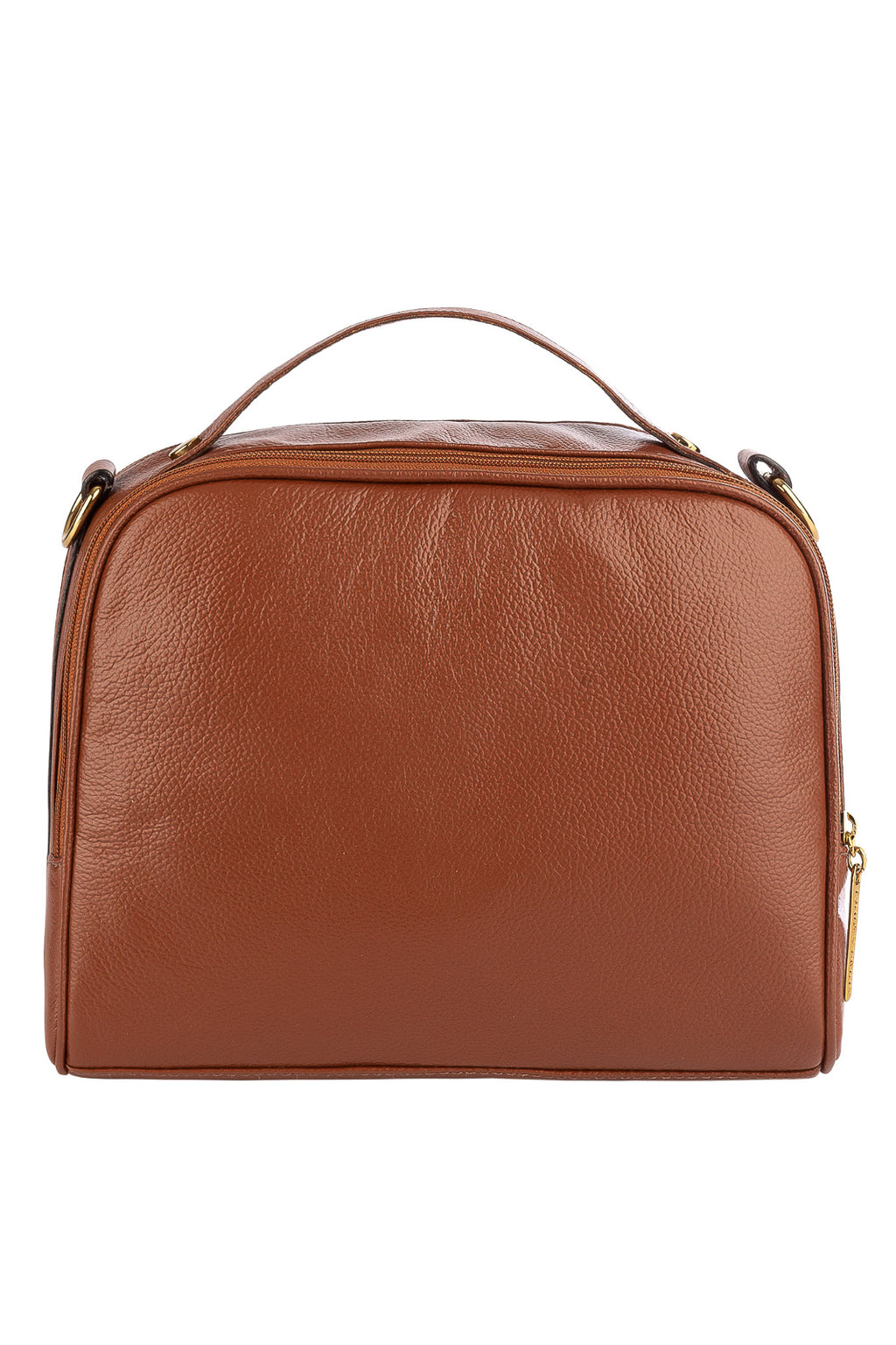Bolsa baú pequena de couro liso Lara