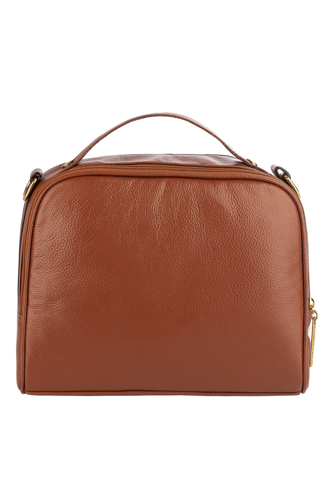 Bolsa baú pequena de couro liso Lara