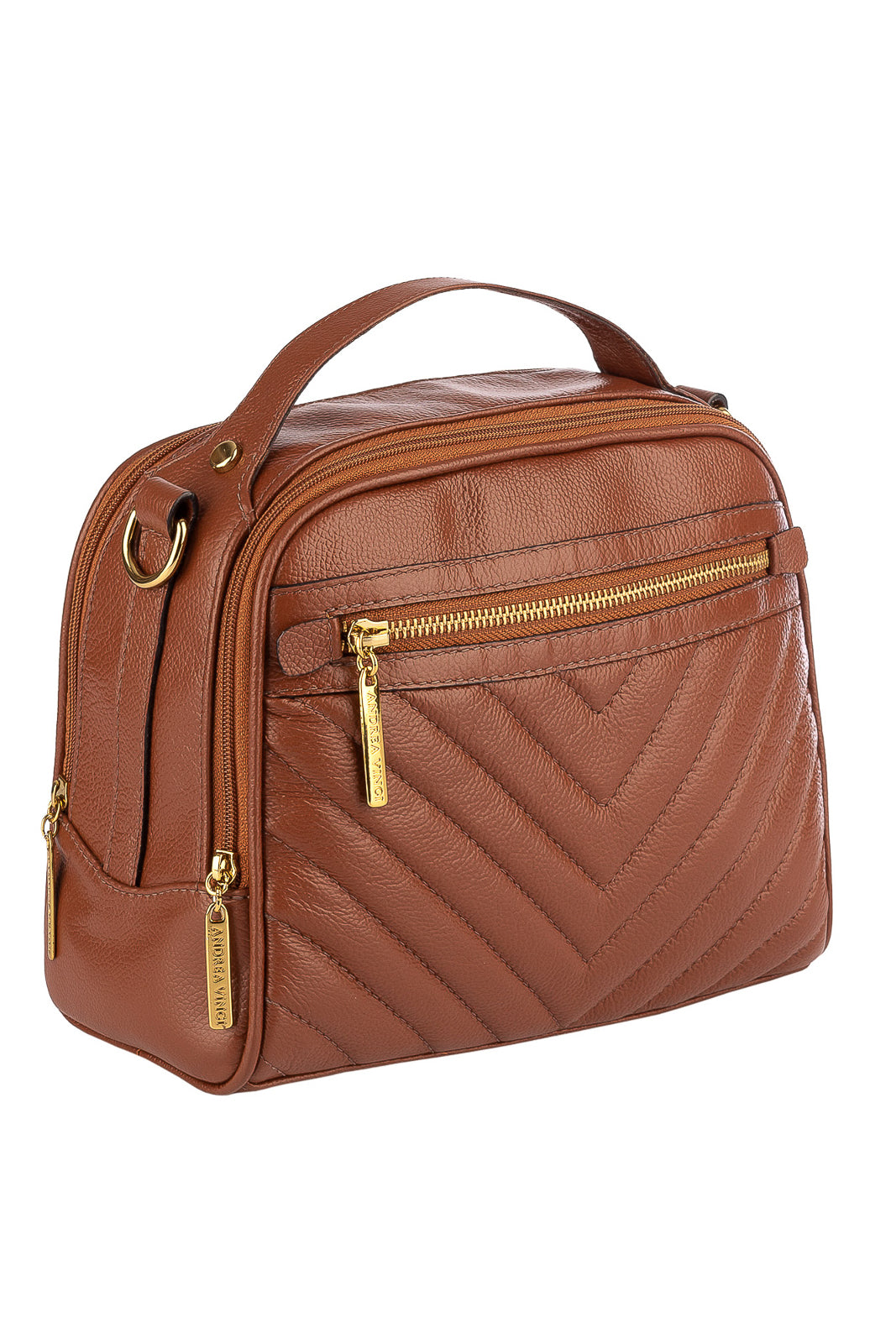 Bolsa baú pequena de couro liso Lara
