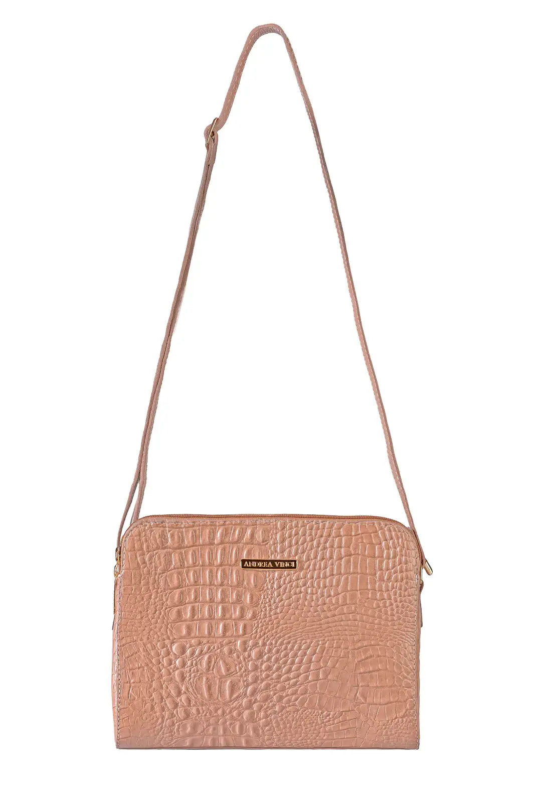 Bolsa transversal feminina de couro croco Paola - Enluaze