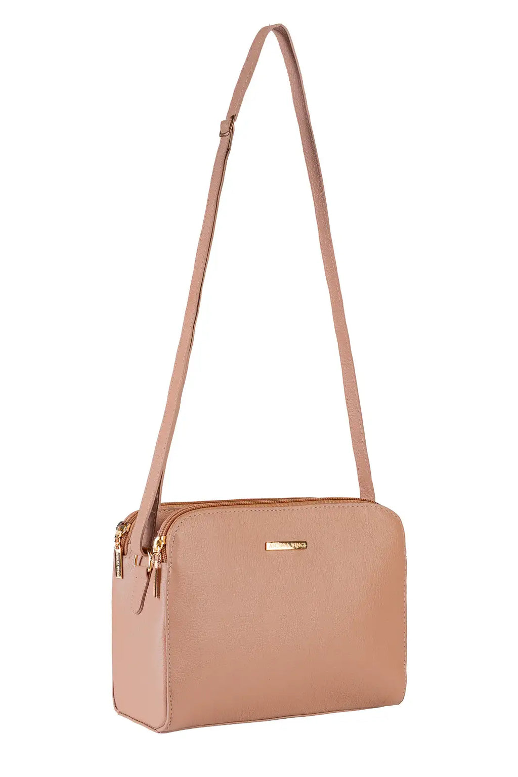 Bolsa transversal feminina de couro liso Paola - Enluaze