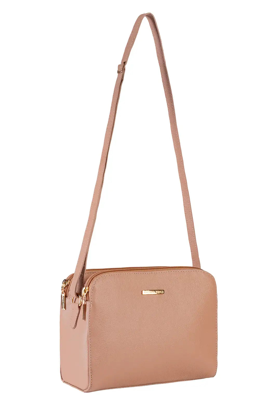 Bolsa transversal feminina de couro liso Paola - Enluaze