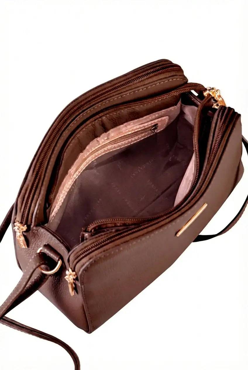 Bolsa transversal feminina de couro liso Paola - Enluaze