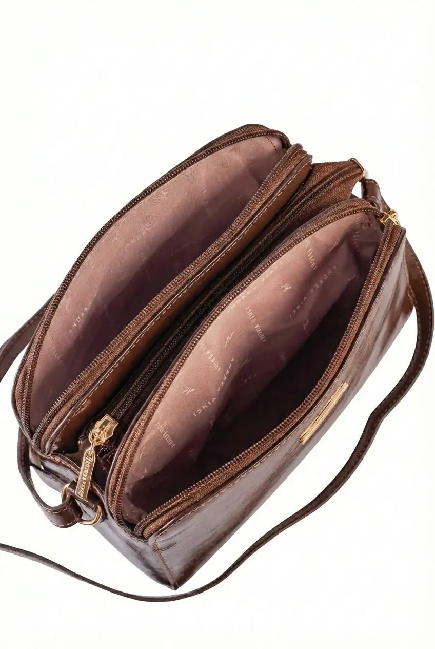 Bolsa transversal feminina de couro liso Paola - Enluaze