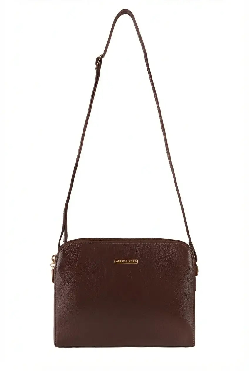 Bolsa transversal feminina de couro liso Paola - Enluaze