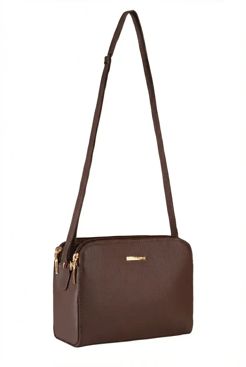 Bolsa transversal feminina de couro liso Paola - Enluaze