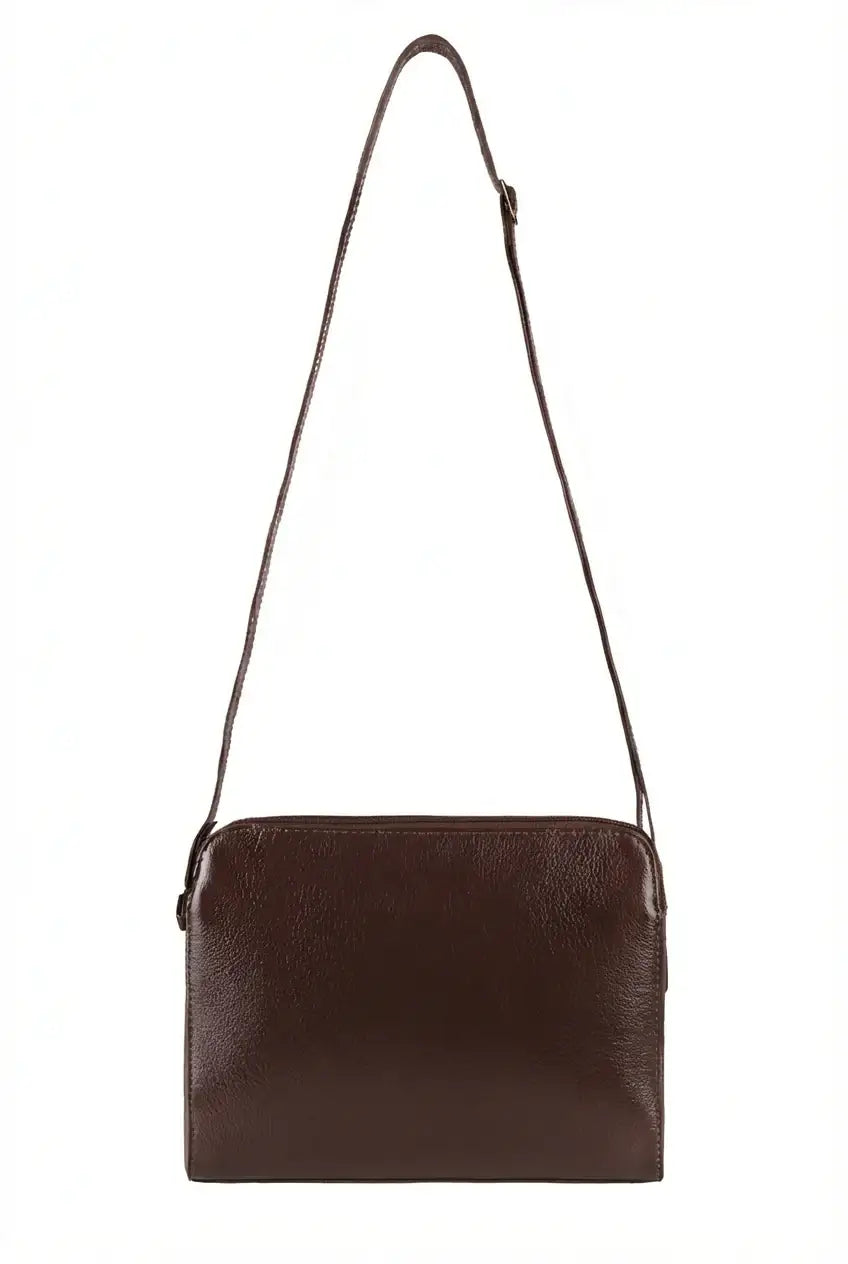 Bolsa transversal feminina de couro liso Paola - Enluaze