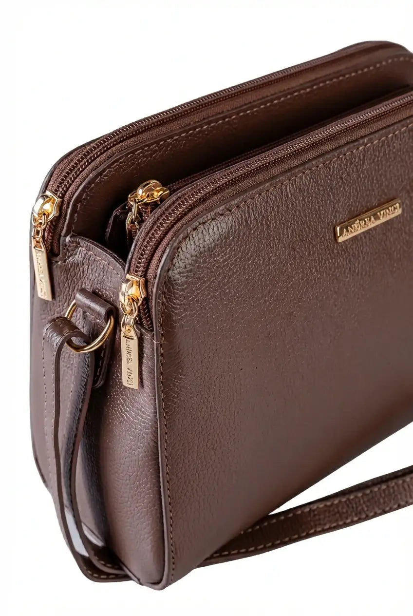 Bolsa transversal feminina de couro liso Paola - Enluaze