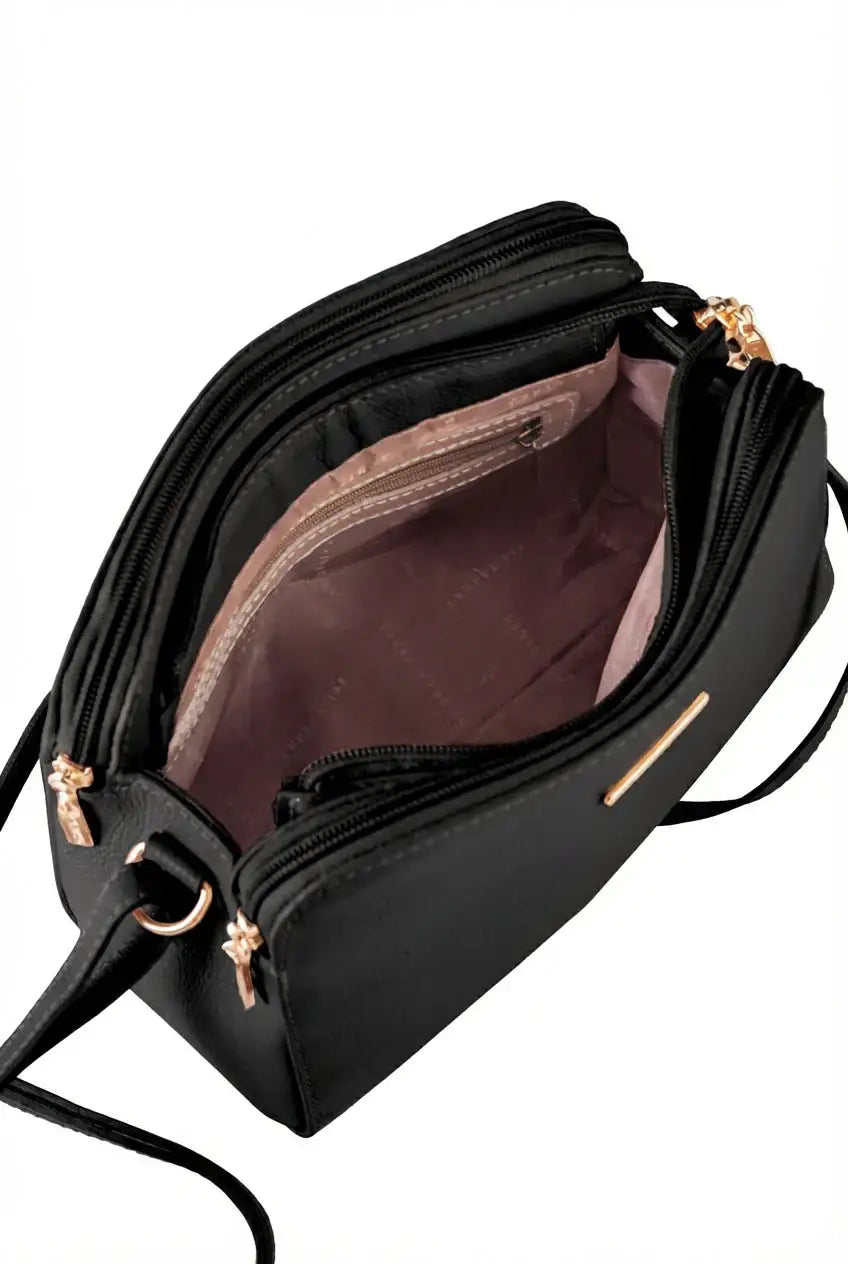 Bolsa transversal feminina de couro liso Paola - Enluaze