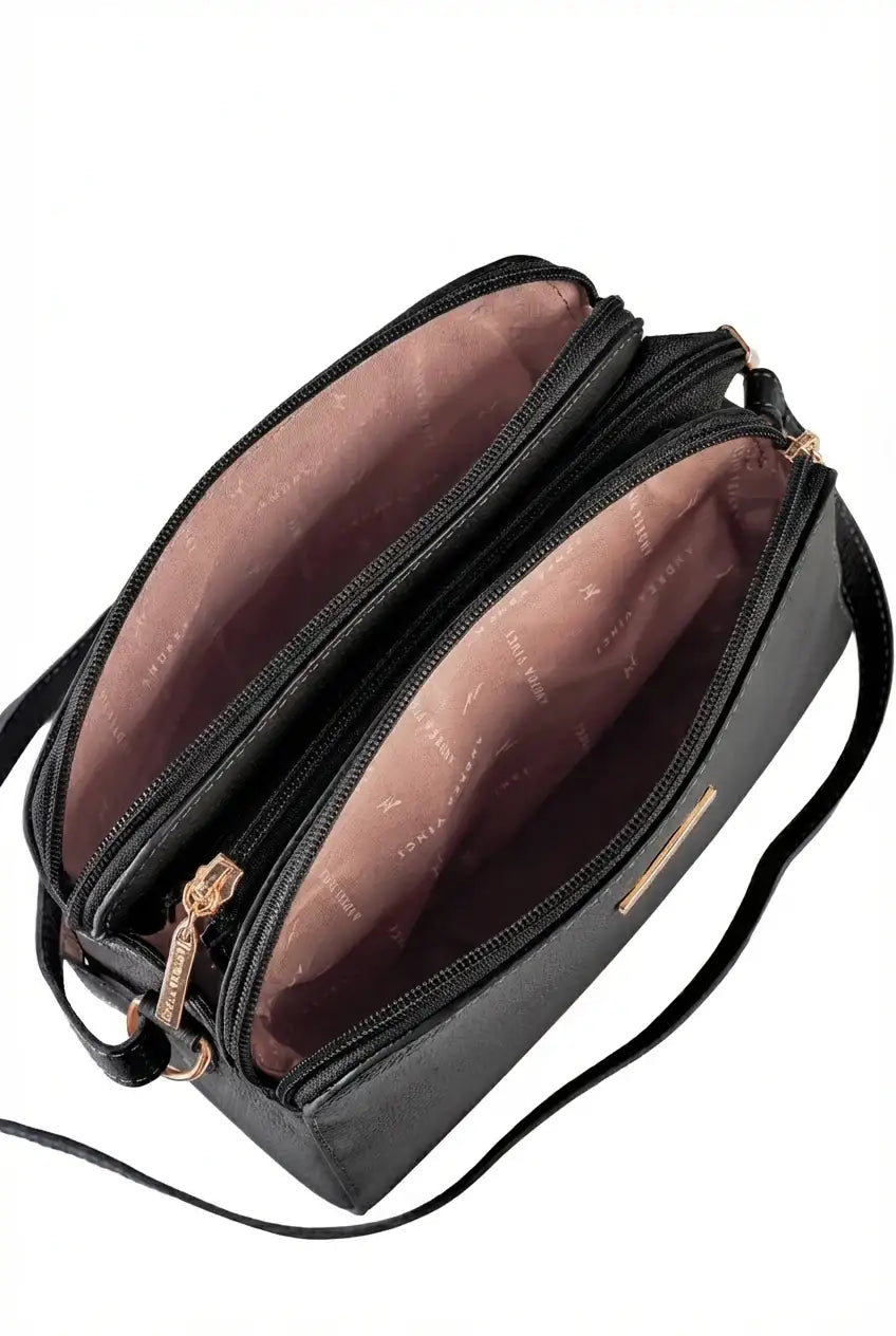 Bolsa transversal feminina de couro liso Paola - Enluaze