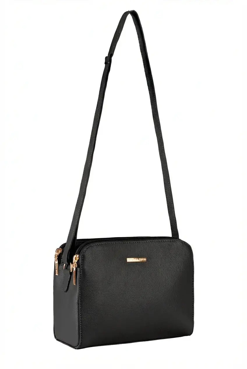 Bolsa transversal feminina de couro liso Paola - Enluaze