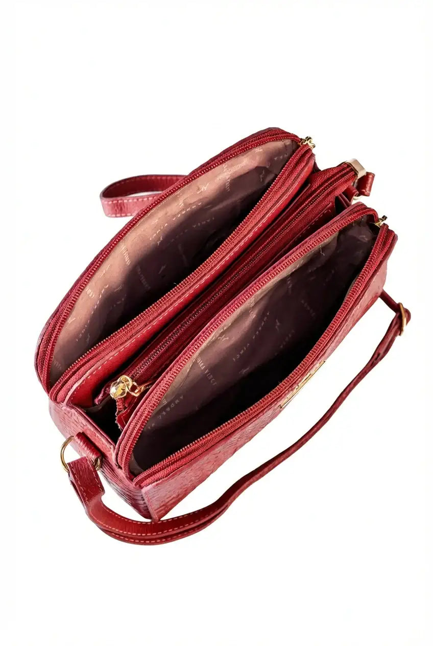 Bolsa transversal feminina de couro croco Paola - Enluaze