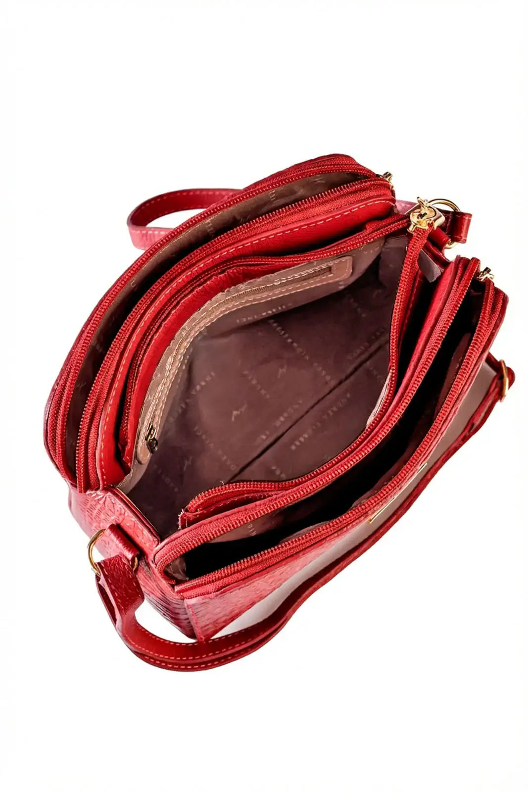 Bolsa transversal feminina de couro croco Paola - Enluaze