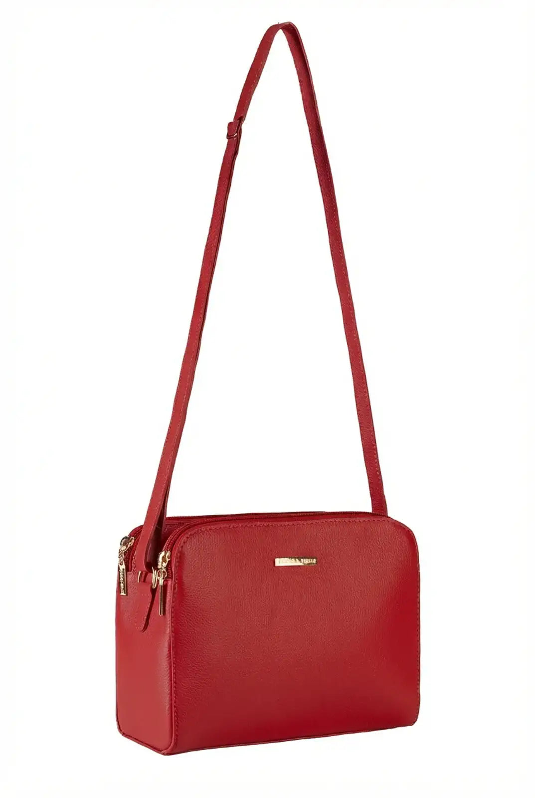 Bolsa transversal feminina de couro liso Paola - Enluaze