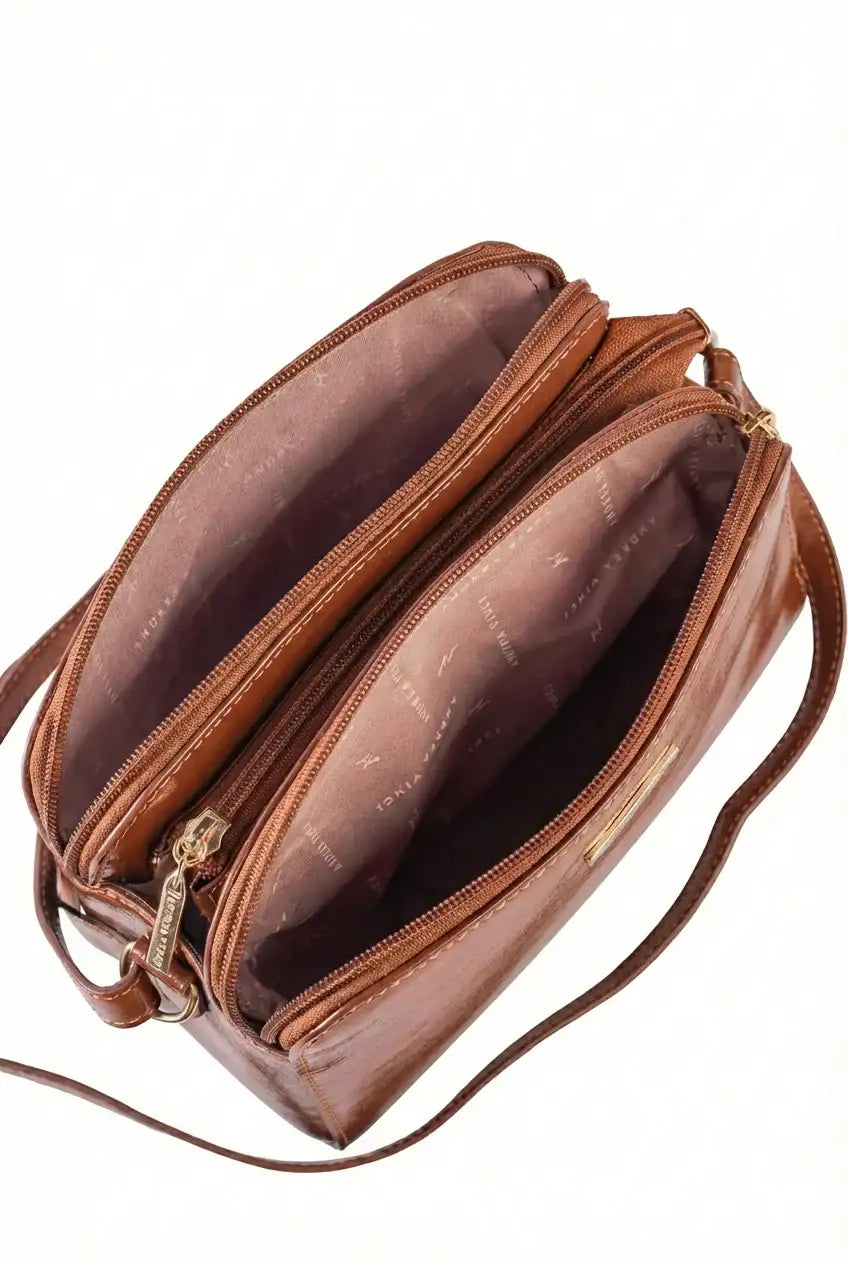 Bolsa transversal feminina de couro liso Paola - Enluaze