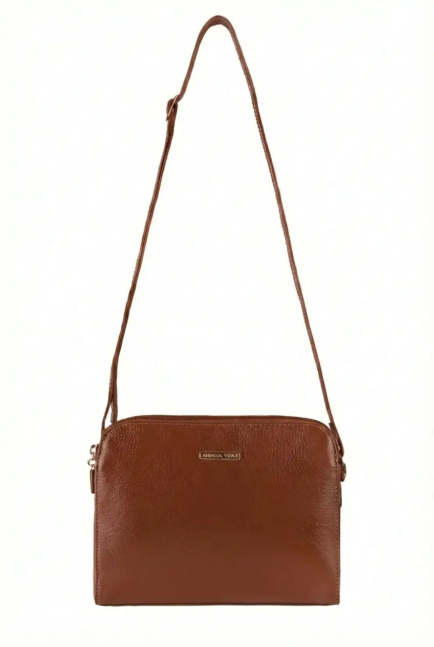 Bolsa transversal feminina de couro liso Paola - Enluaze