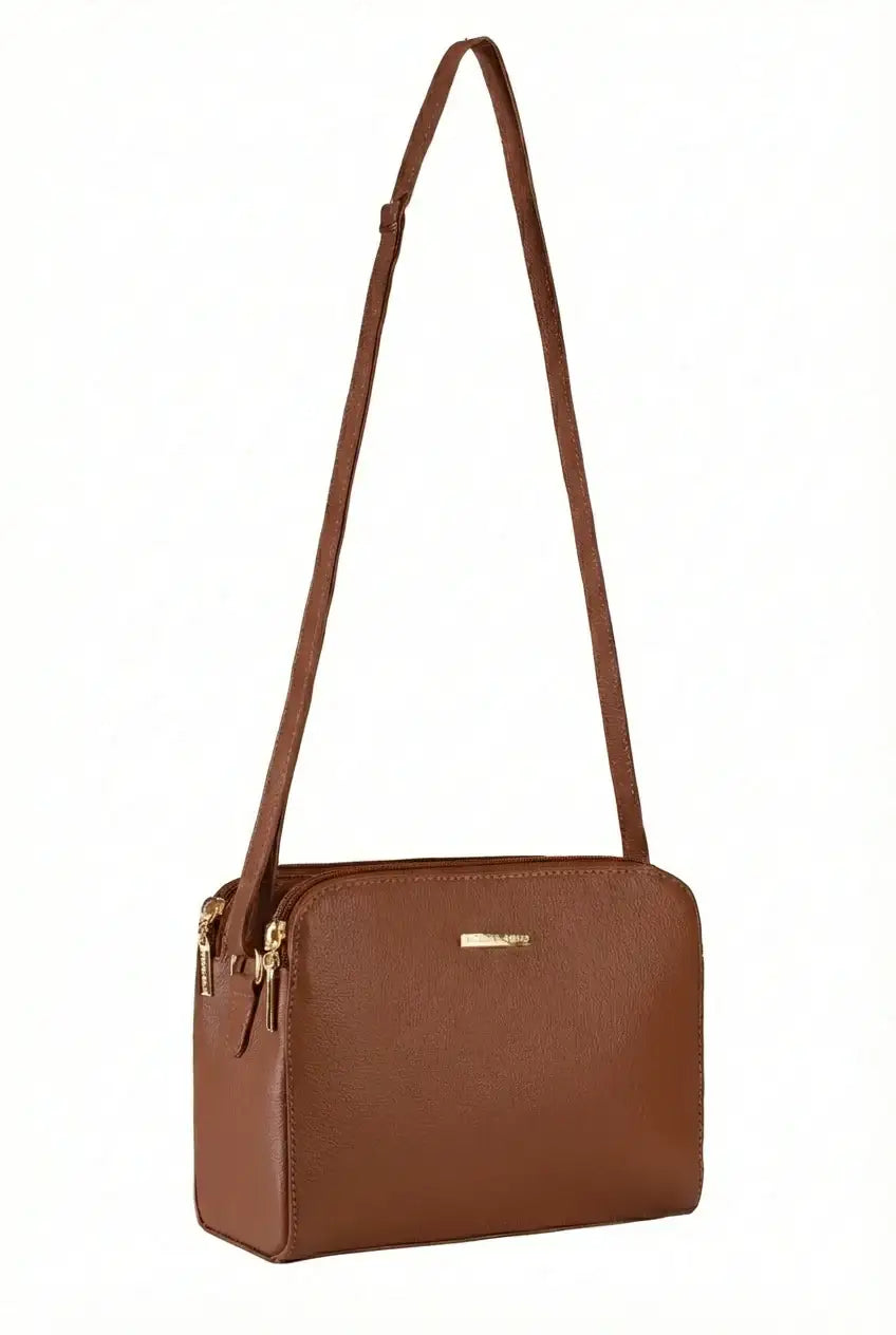 Bolsa transversal feminina de couro liso Paola - Enluaze