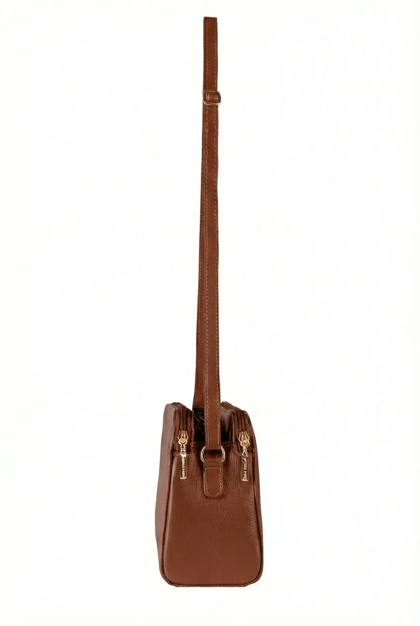 Bolsa transversal feminina de couro liso Paola - Enluaze