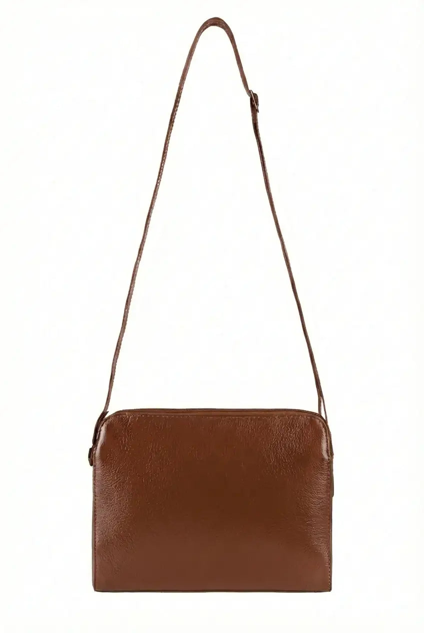 Bolsa transversal feminina de couro liso Paola - Enluaze