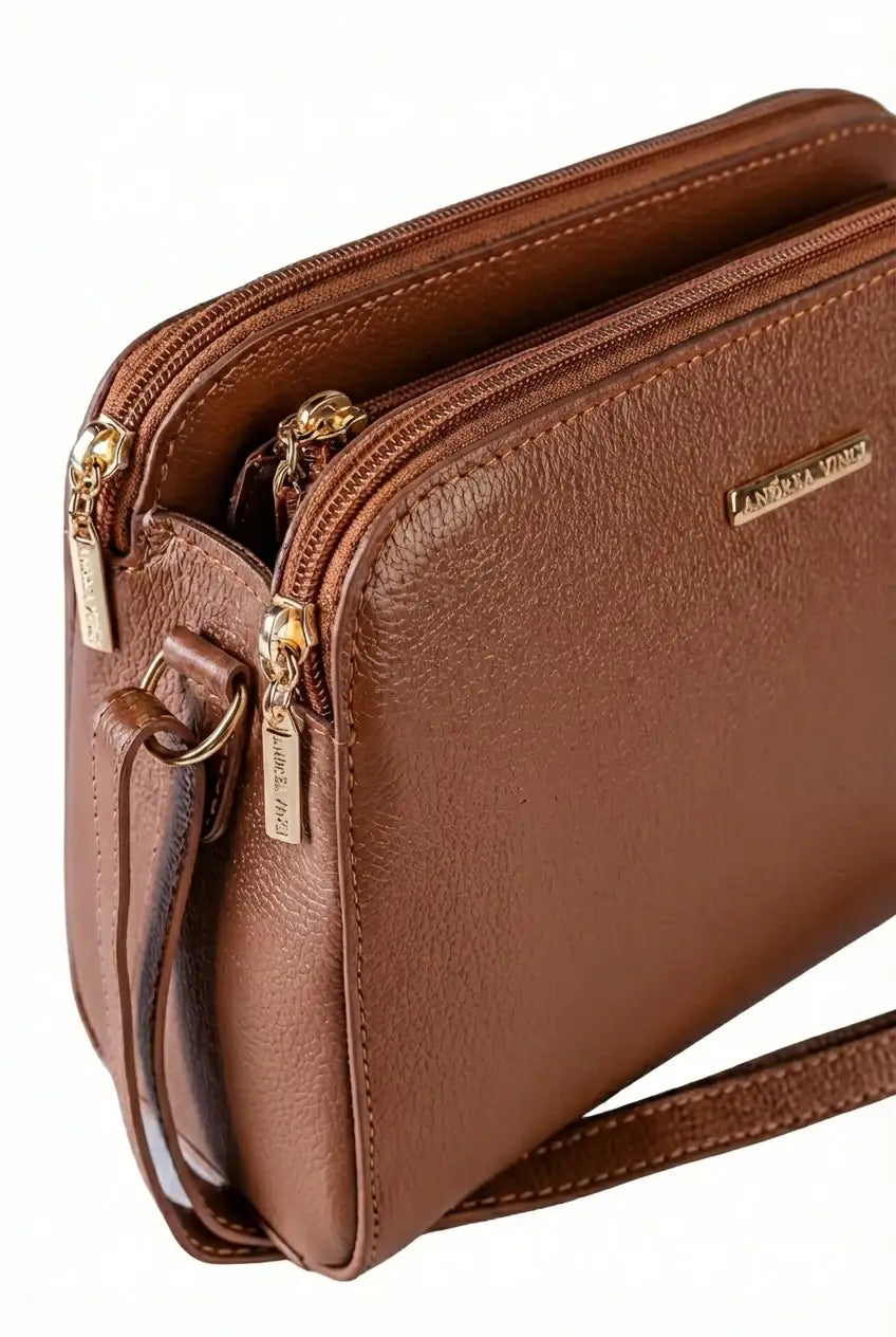 Bolsa transversal feminina de couro liso Paola - Enluaze