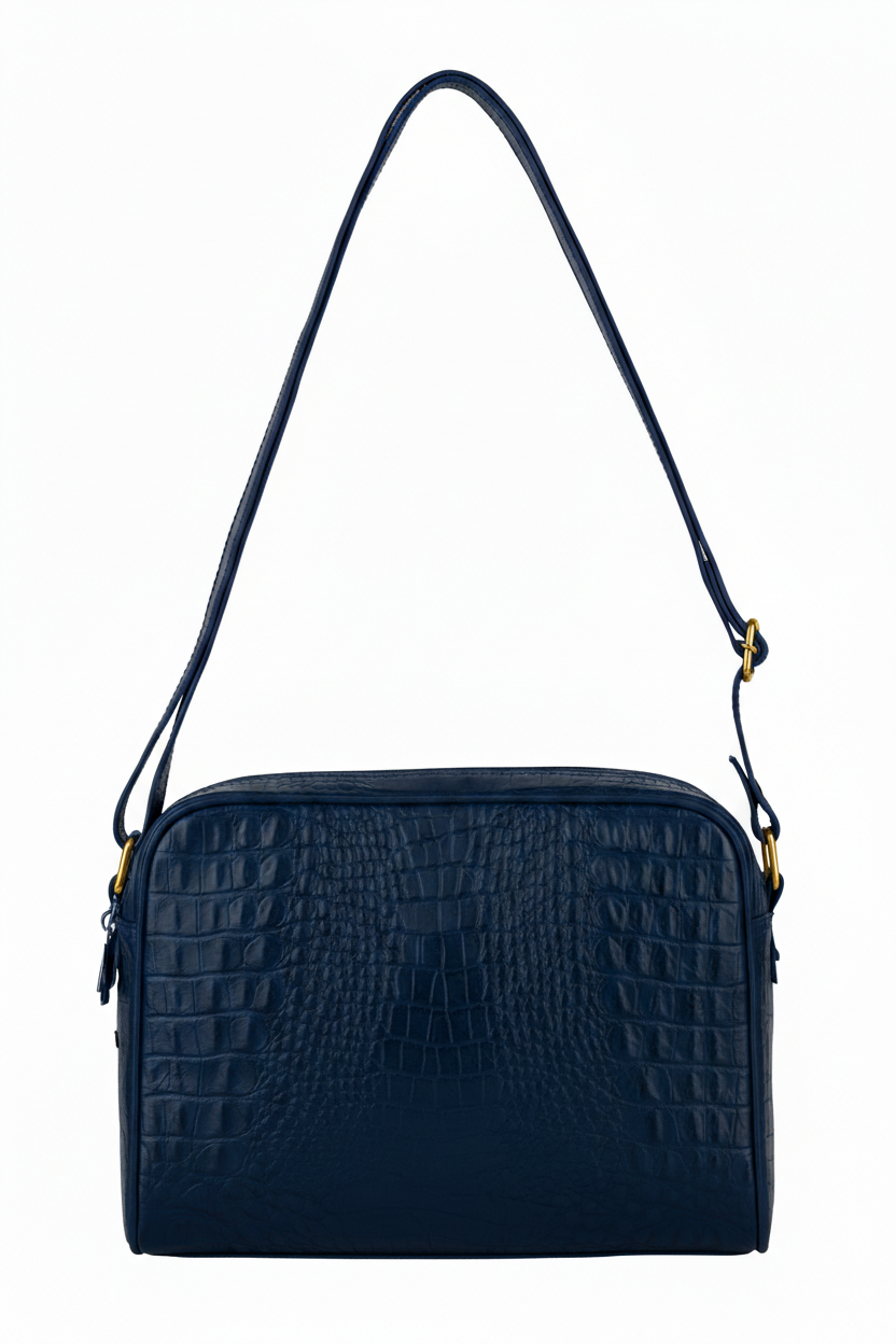 Bolsa quadrada de couro croco Daiana