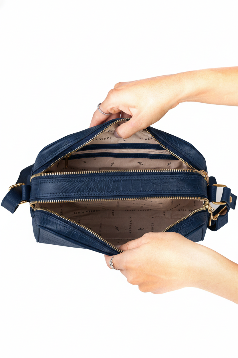 Bolsa quadrada de couro croco Daiana