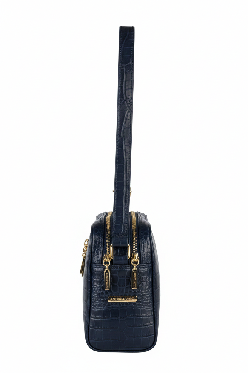 Bolsa quadrada de couro croco Daiana