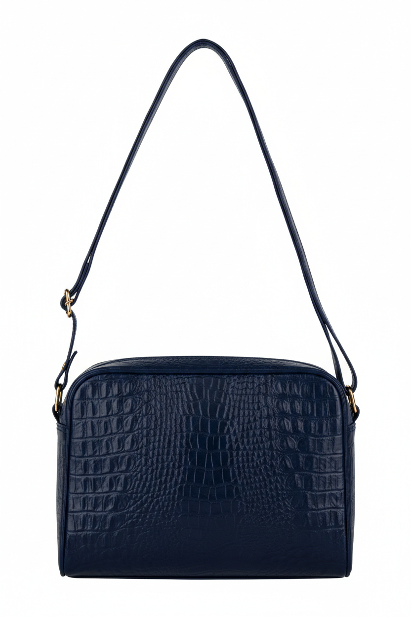 Bolsa quadrada de couro croco Daiana