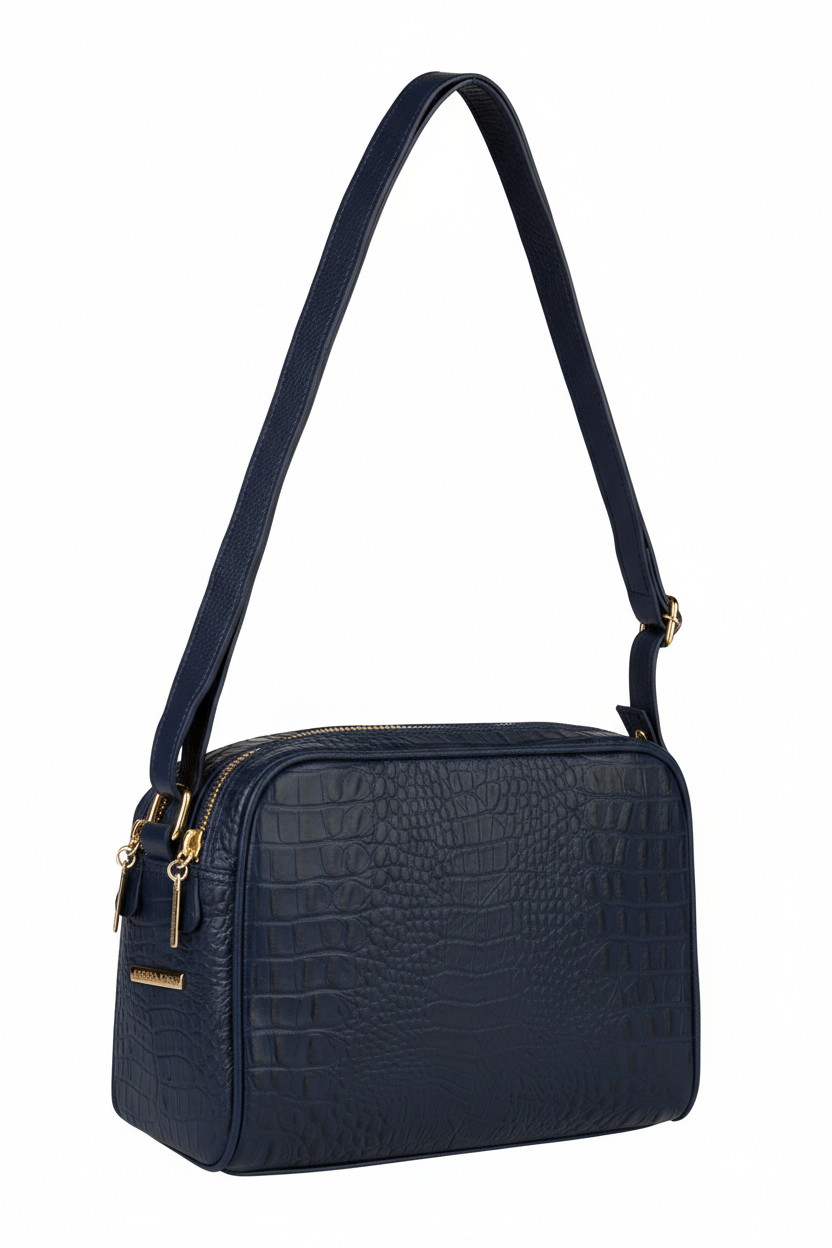 Bolsa quadrada de couro croco Daiana