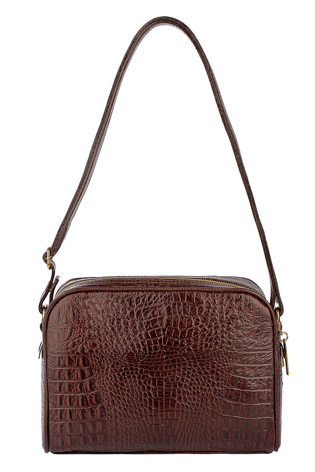 Bolsa quadrada de couro croco Daiana