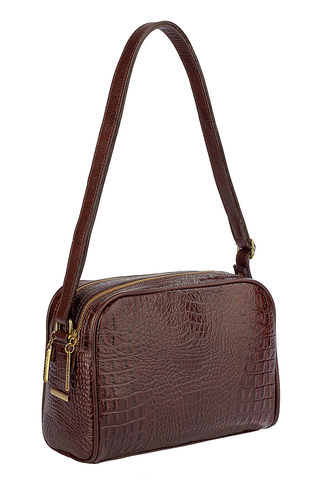 Bolsa quadrada de couro croco Daiana