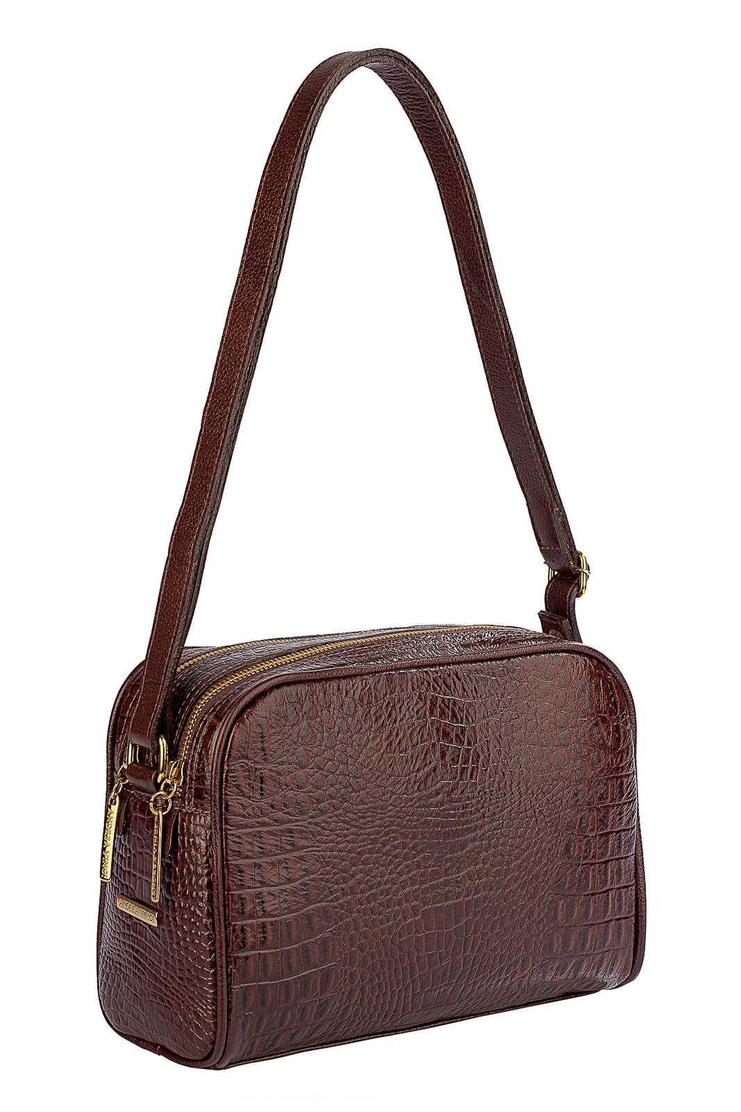 Bolsa quadrada de couro croco Daiana