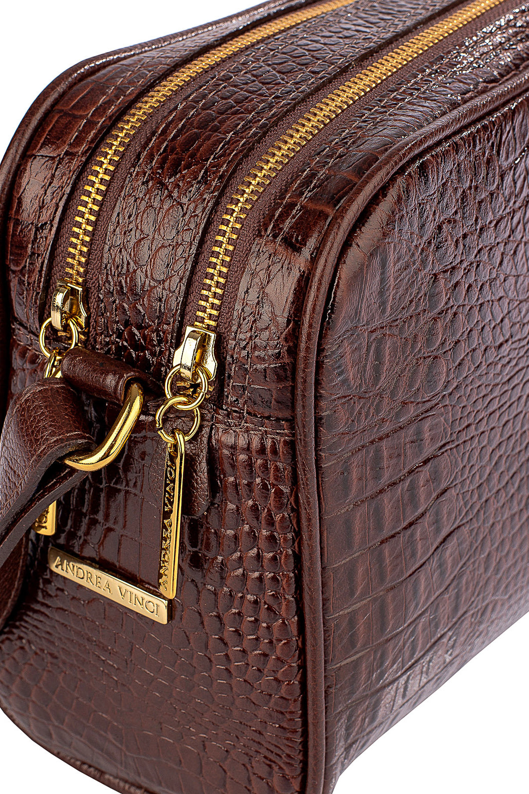 Bolsa quadrada de couro croco Daiana