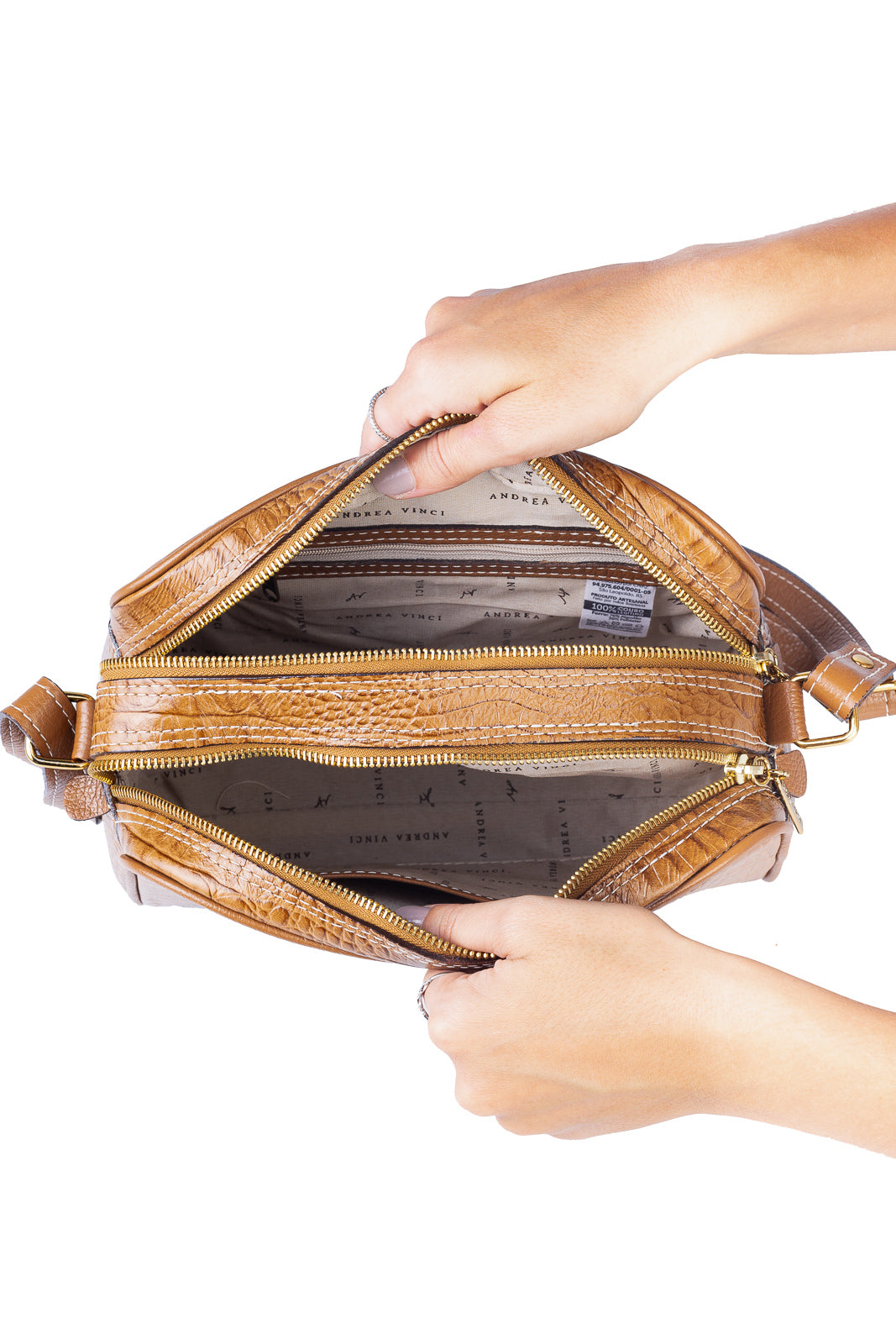 Bolsa quadrada de couro croco Daiana