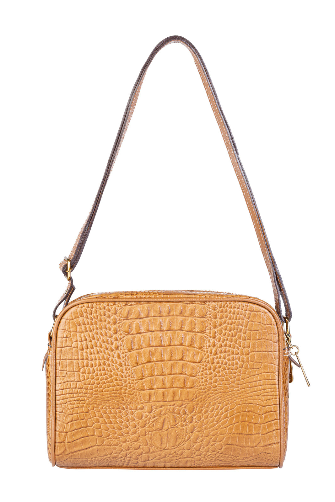 Bolsa quadrada de couro croco Daiana