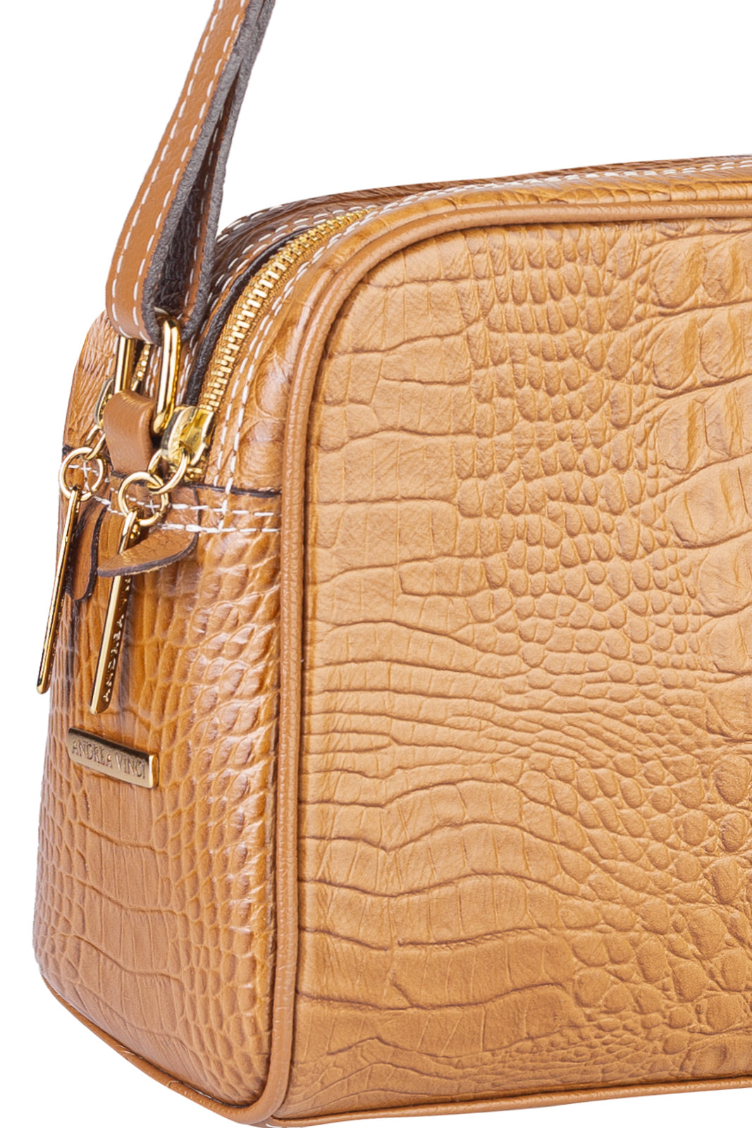 Bolsa quadrada de couro croco Daiana